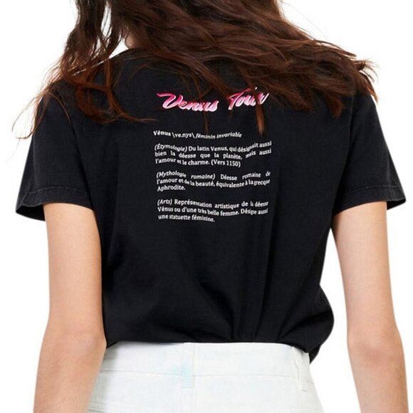 Maje Women's Size 1 (XS/S) Black Venus Goddess Tour Tara Graphic T-Shirt - Picture 3 of 15